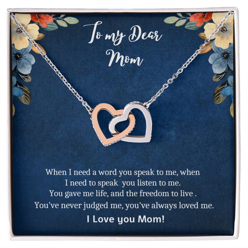 To my Dear Mom - Interlocking Hearts necklace